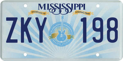 MS license plate ZKY198
