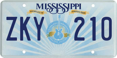 MS license plate ZKY210