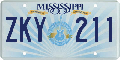 MS license plate ZKY211