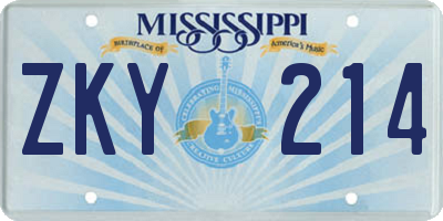 MS license plate ZKY214
