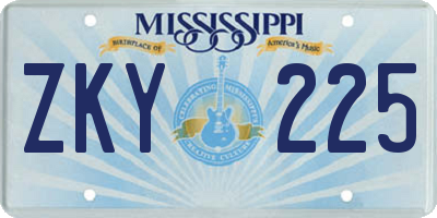 MS license plate ZKY225