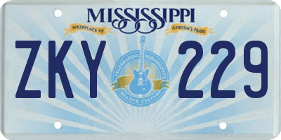 MS license plate ZKY229