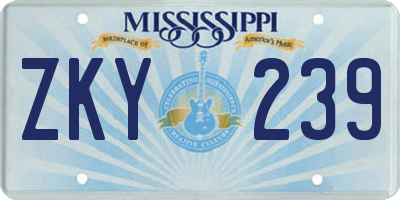 MS license plate ZKY239