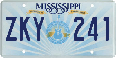 MS license plate ZKY241