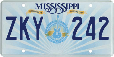 MS license plate ZKY242
