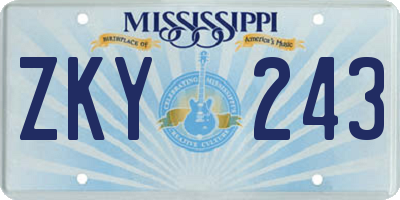 MS license plate ZKY243