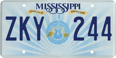 MS license plate ZKY244