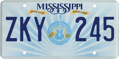 MS license plate ZKY245