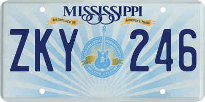 MS license plate ZKY246