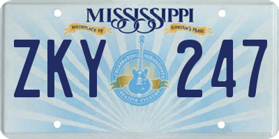 MS license plate ZKY247