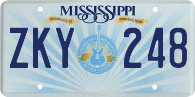 MS license plate ZKY248