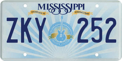 MS license plate ZKY252