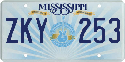 MS license plate ZKY253