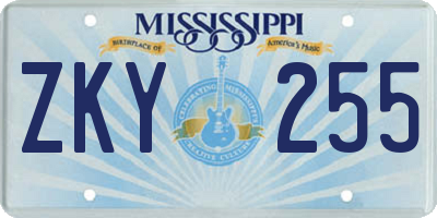 MS license plate ZKY255