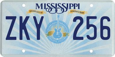 MS license plate ZKY256