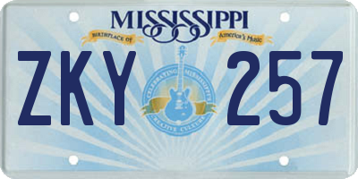 MS license plate ZKY257