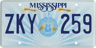 MS license plate ZKY259