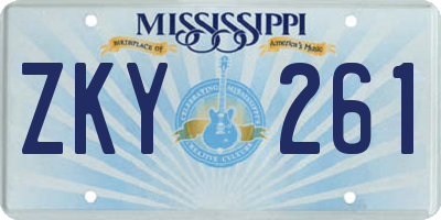 MS license plate ZKY261