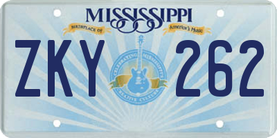 MS license plate ZKY262