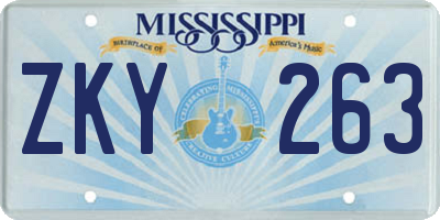 MS license plate ZKY263