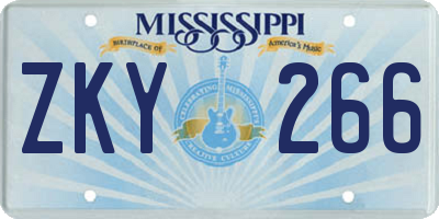 MS license plate ZKY266