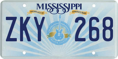 MS license plate ZKY268