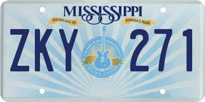 MS license plate ZKY271