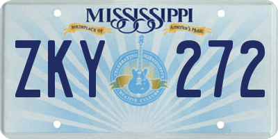 MS license plate ZKY272