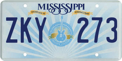 MS license plate ZKY273