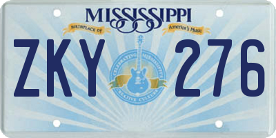 MS license plate ZKY276