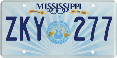 MS license plate ZKY277