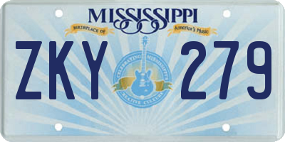 MS license plate ZKY279