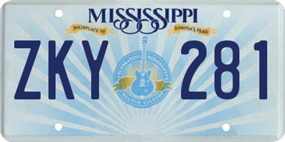 MS license plate ZKY281