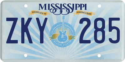 MS license plate ZKY285
