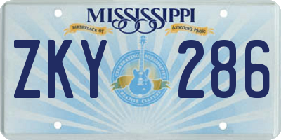 MS license plate ZKY286
