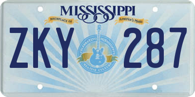 MS license plate ZKY287