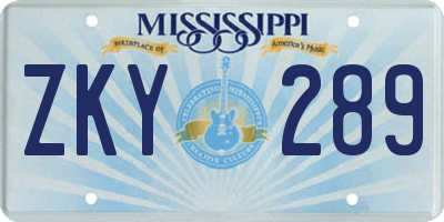 MS license plate ZKY289