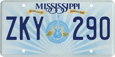 MS license plate ZKY290