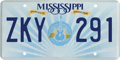 MS license plate ZKY291