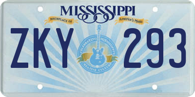 MS license plate ZKY293