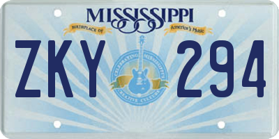 MS license plate ZKY294