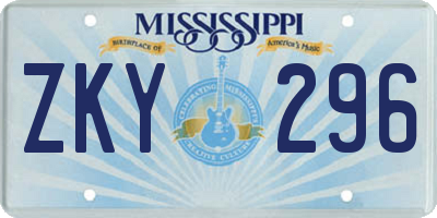 MS license plate ZKY296