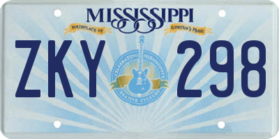 MS license plate ZKY298