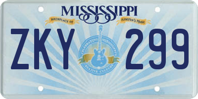 MS license plate ZKY299