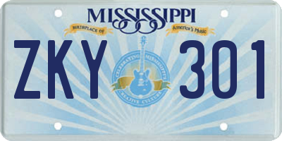 MS license plate ZKY301