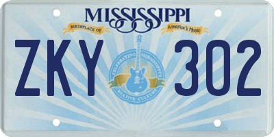 MS license plate ZKY302