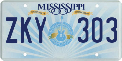 MS license plate ZKY303