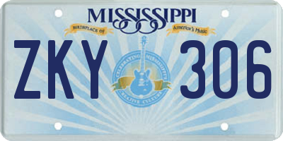 MS license plate ZKY306