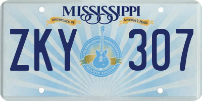 MS license plate ZKY307