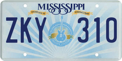 MS license plate ZKY310